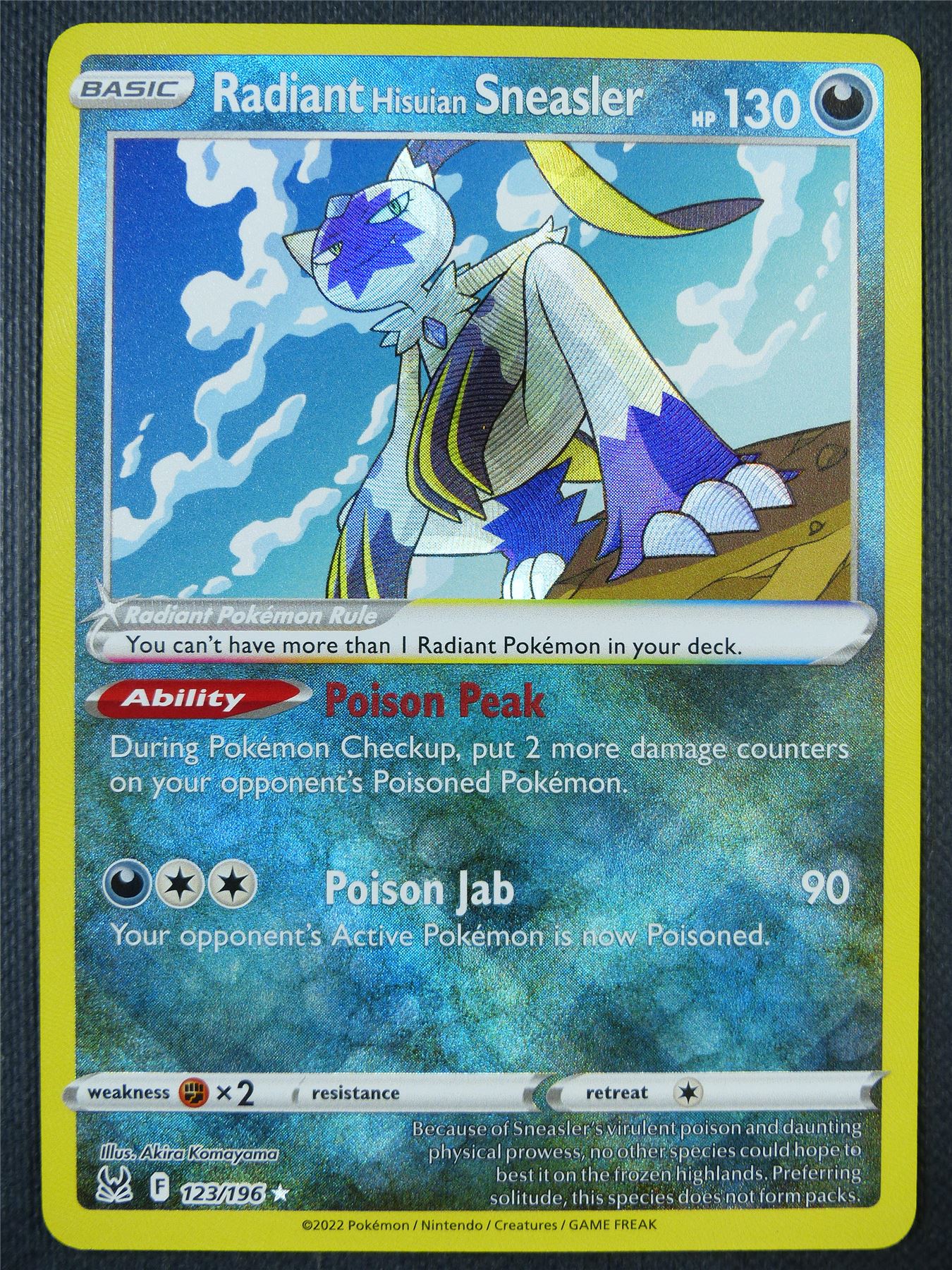 Radiant Hisuian Sneasler 123/196 Textured Holo - Pokemon Card #7Q5