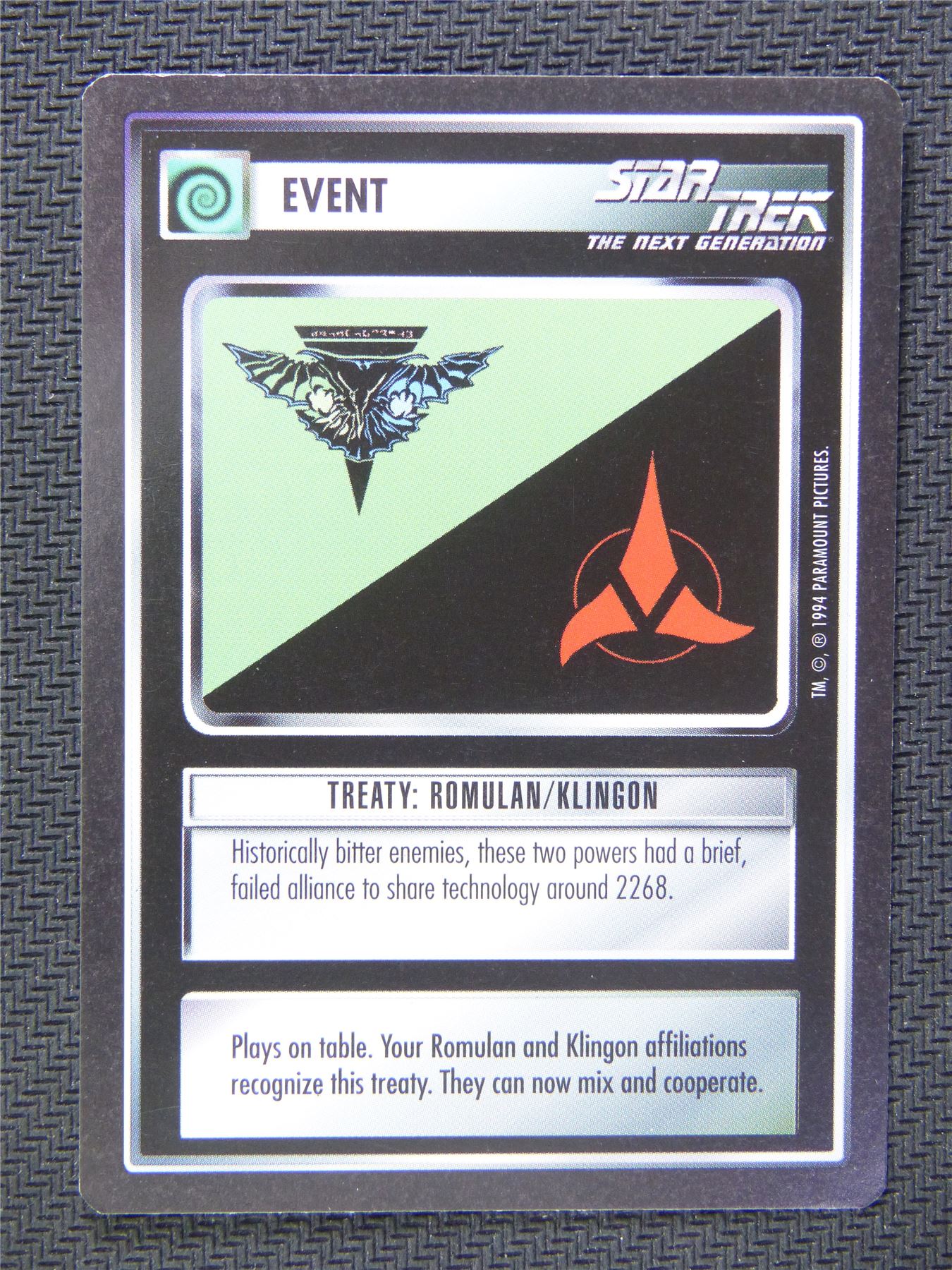 Event Treaty Romulan Klingon - Star Trek CCG Next Gen #56J