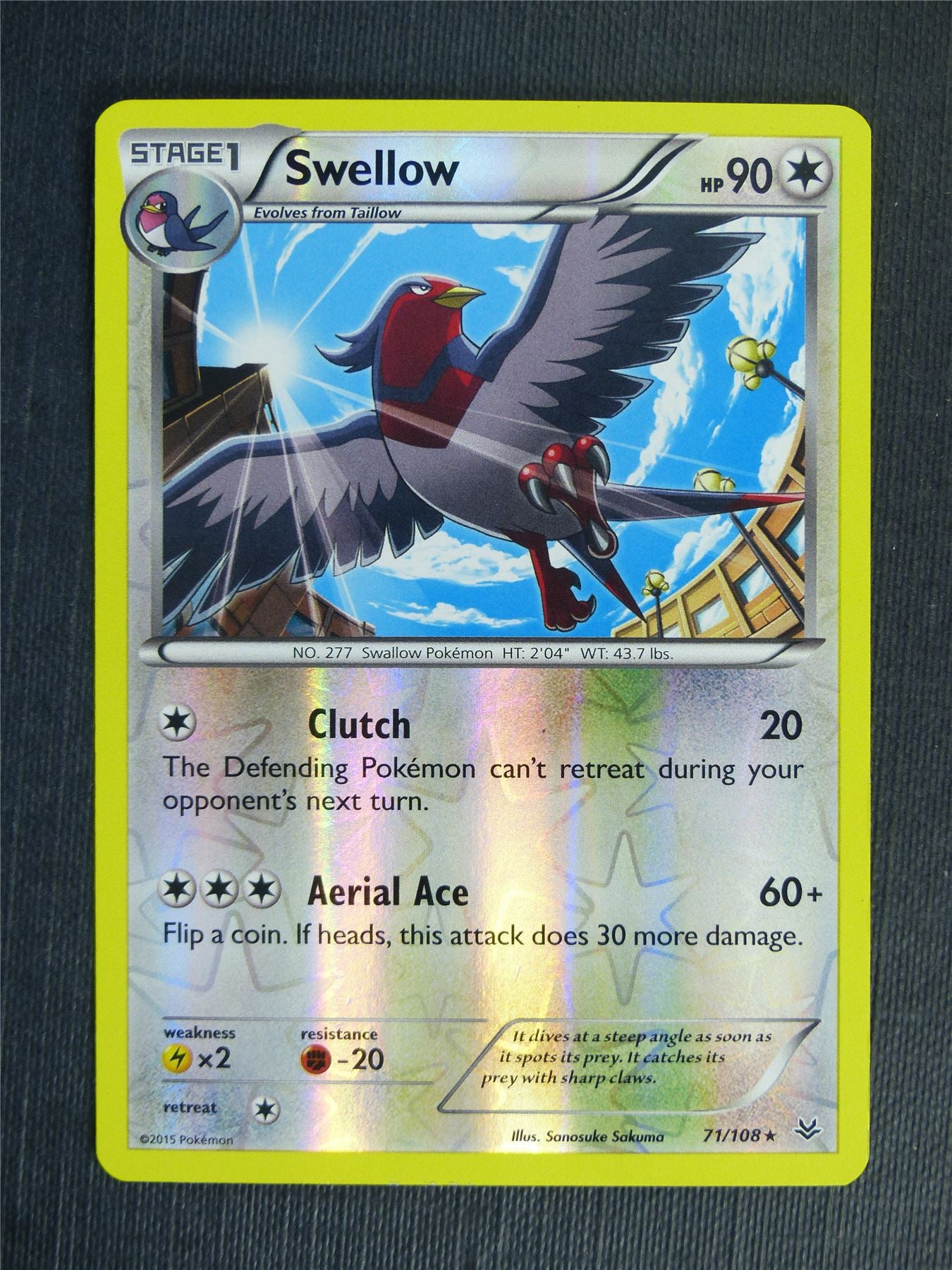 Swellow 71/108 Reverse Holo - Pokemon Cards #2CT