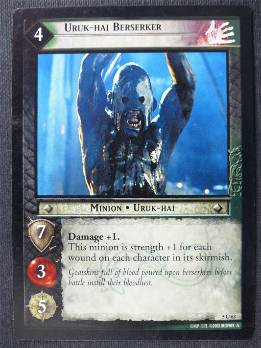 Uruk-Hai Berserker 5 U 63 - LotR Card #4AU