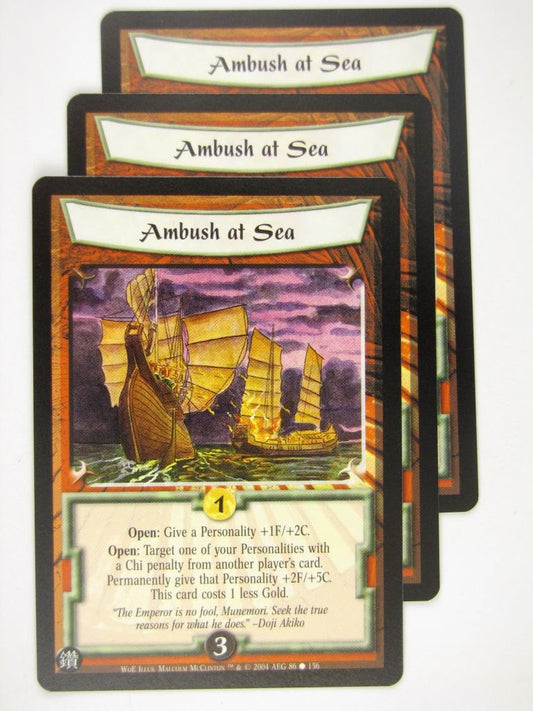 Vintage L5R Cards: AMBUSH AT SEA x3 # 16J64