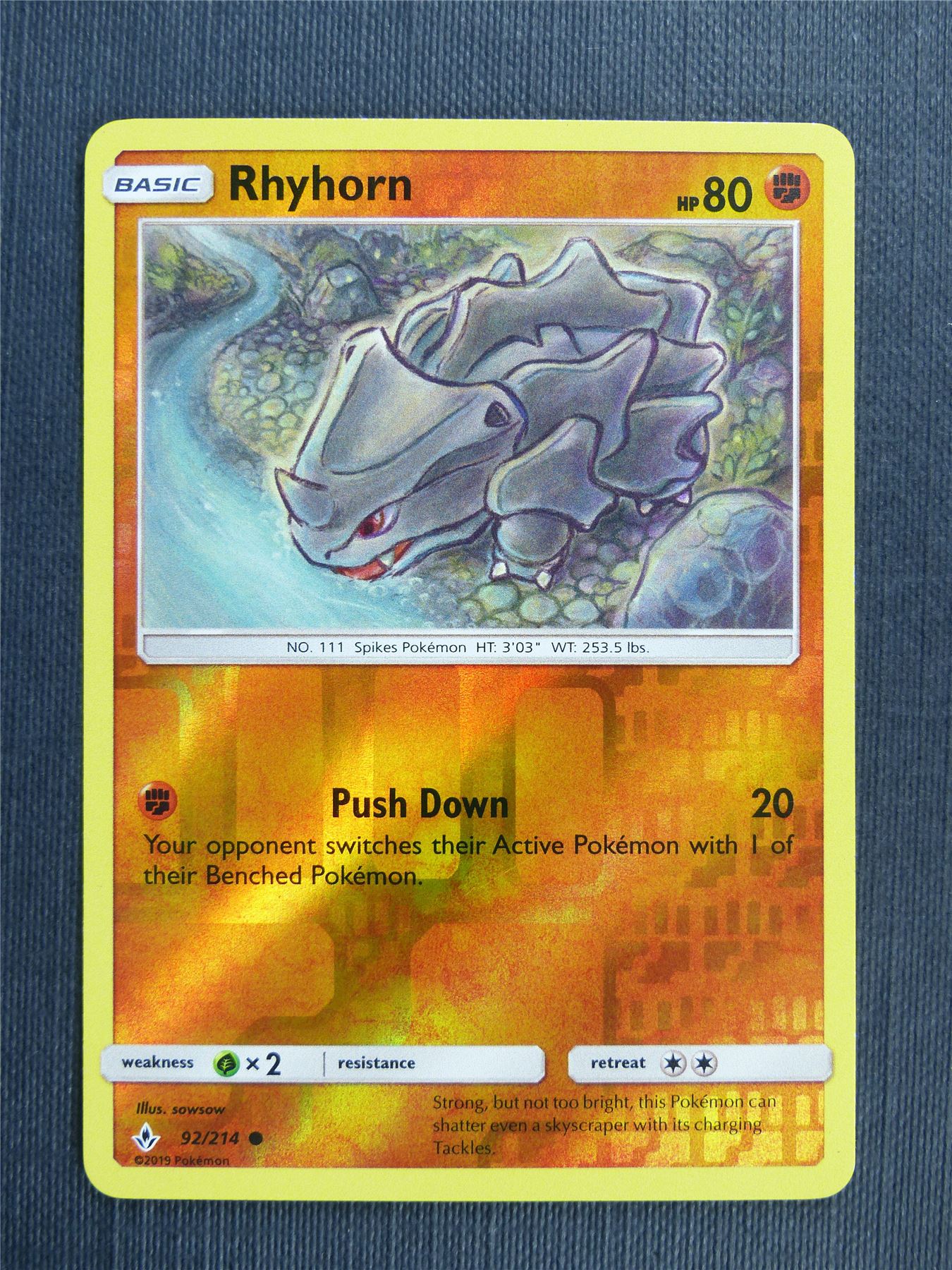 Rhyhorn 92/214 Reverse Holo - Pokemon Cards #311