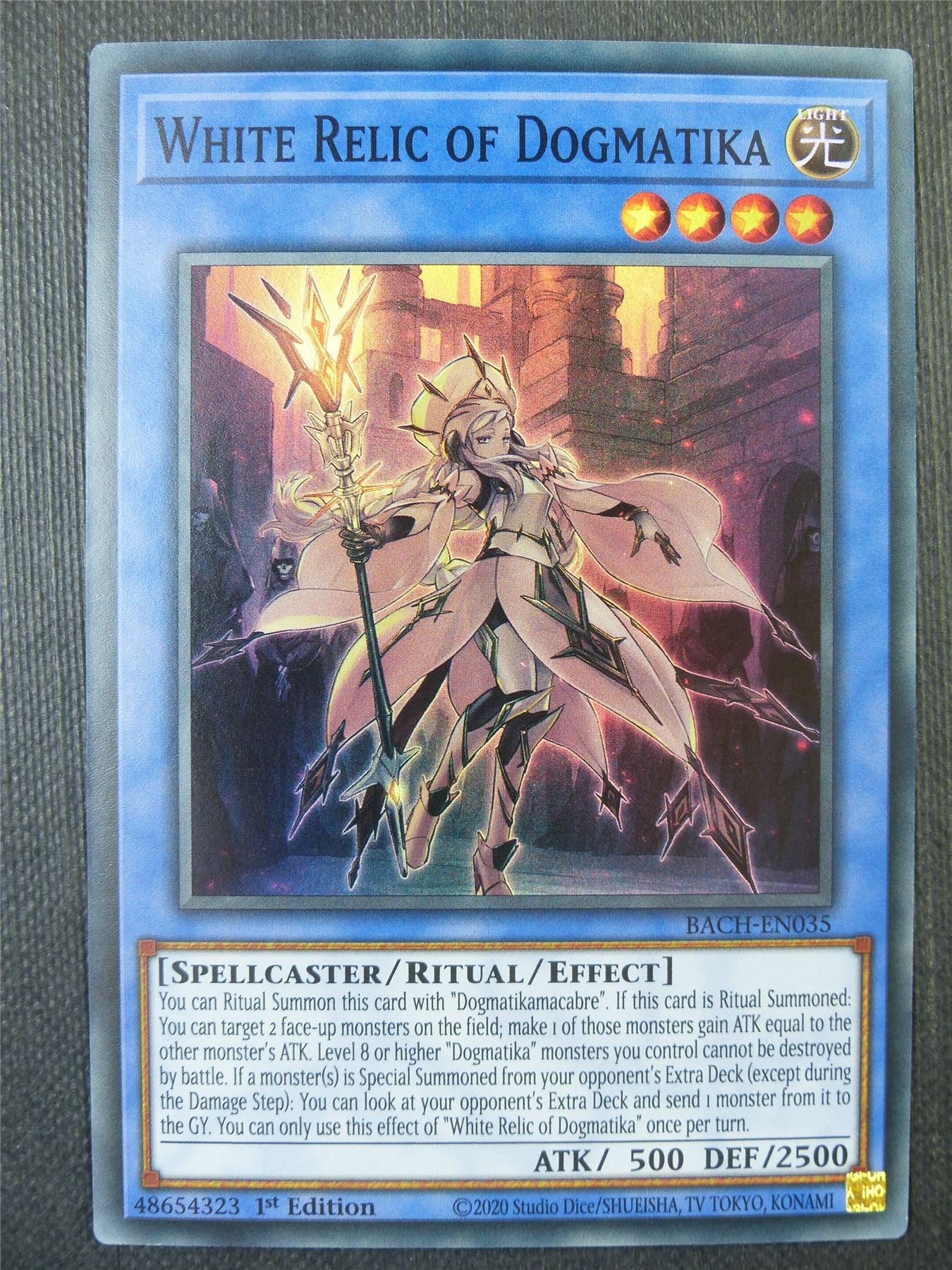 White Relic of Dogmatika BACH Super Rare - 1st ed Yguoh Card #742