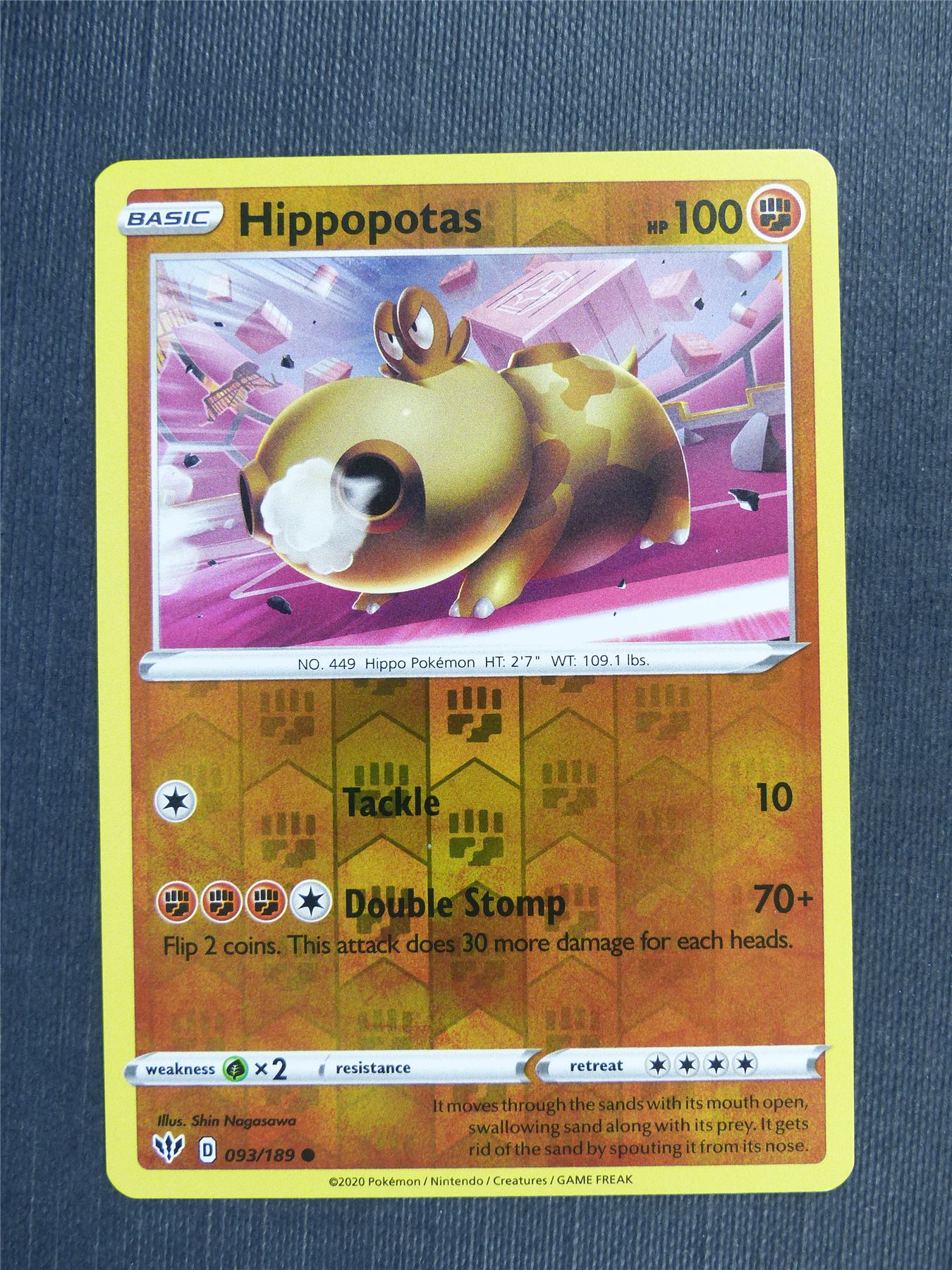 Hippopotas 093/189  Reverse Holo - DAA - Pokemon Card #3CD