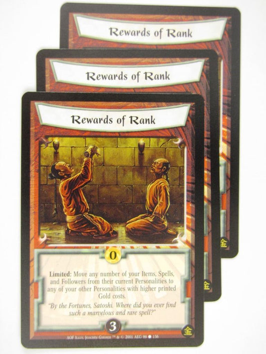 Vintage L5R Cards: REWARDS OF RANK x3 # 16J68