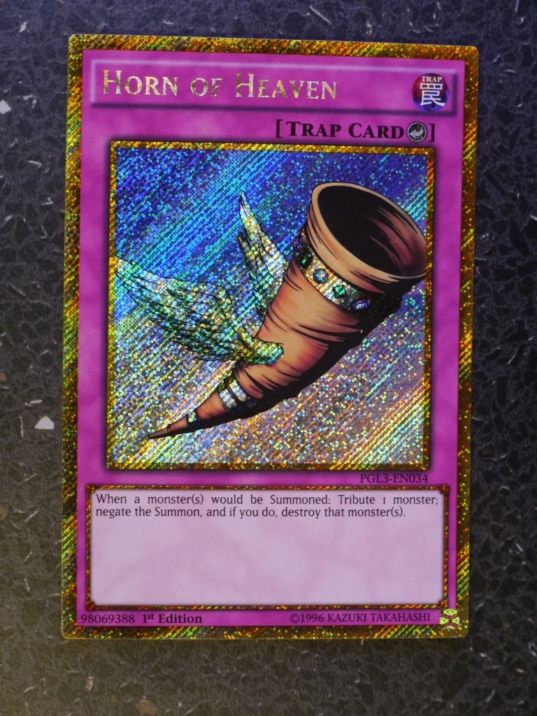 Yugioh Cards: HORN OF HEAVEN  PGL3 GOLD RARE # 3F66