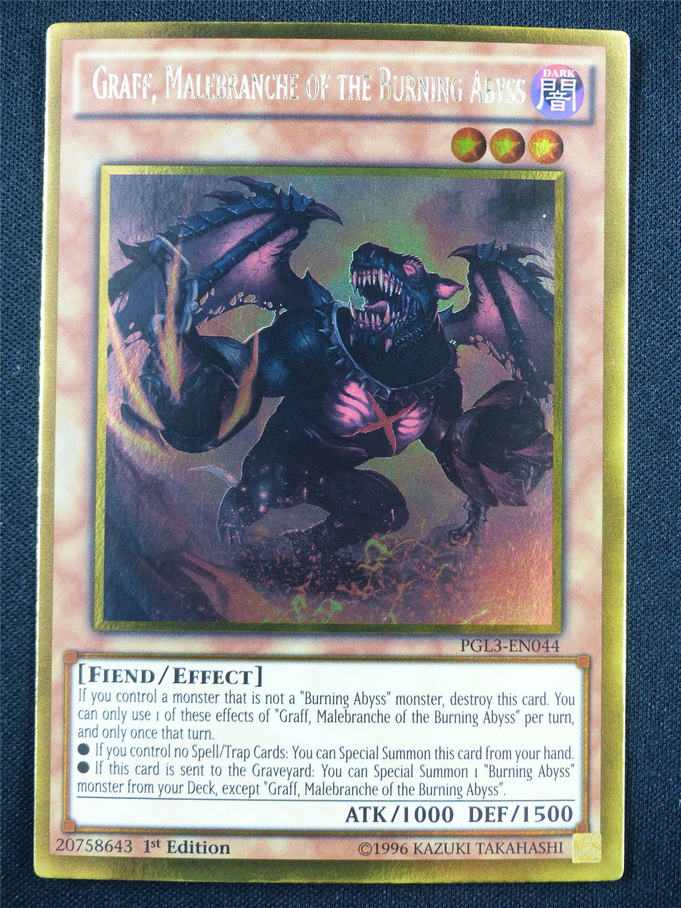 Graff Malebranche of the Burning Abyss PGL3 Gold Rare - 1st ed Yugioh Card #3F6