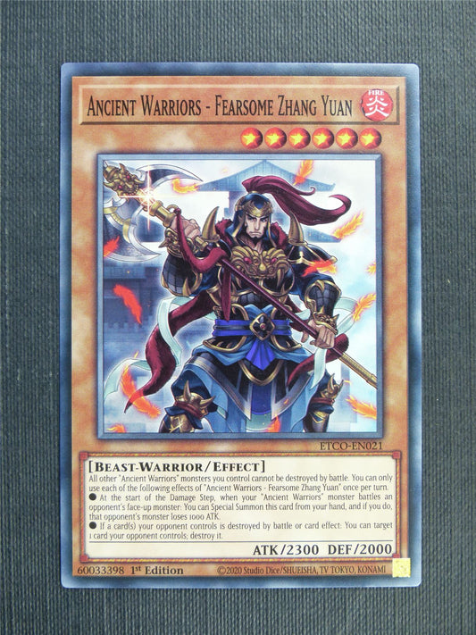 Ancient Warriors - Fearsome Zhang Yuan - ETCO - 1st ed Yugioh Card