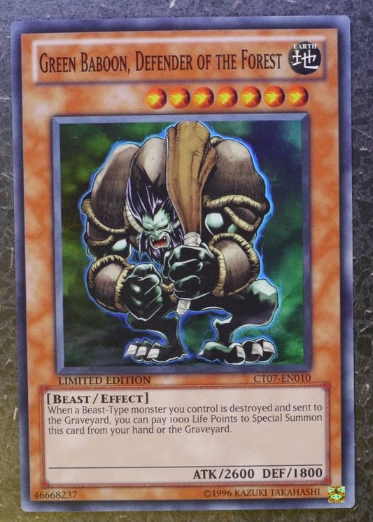 Yugioh Cards:GREEN BABOON, DEFENDER OF THE FOREST CT07 SUPER  RARE # 2I70