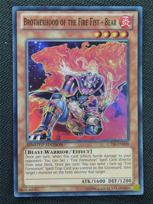 Brotherhood Of The Fire Fist - Bear CT10 Super Rare - Lim ed - Yugioh Card #8OJ