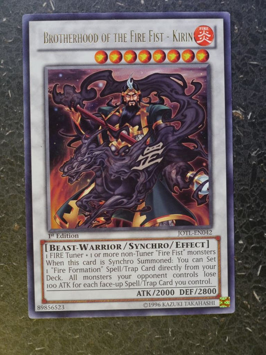 Yugioh Cards: BROTHERHOOD OF THE FIRST FIST- KIRIN JOTL RARE # 8F19