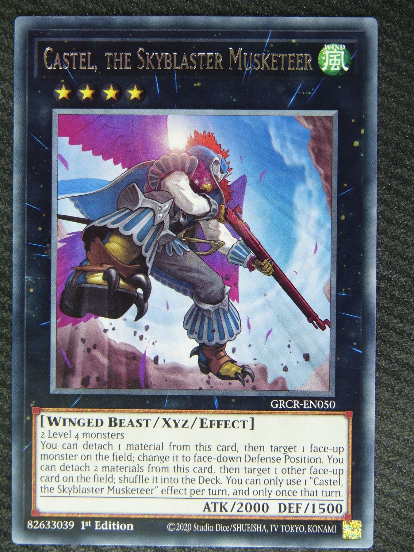 Castel The Skyblaster Musketeer GRCR Rare - 1st ed - Yugioh Card #82X