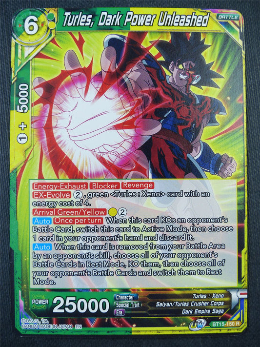 Turles Dark Power Unleashed BT15 R - Dragon Bal Super Card #921