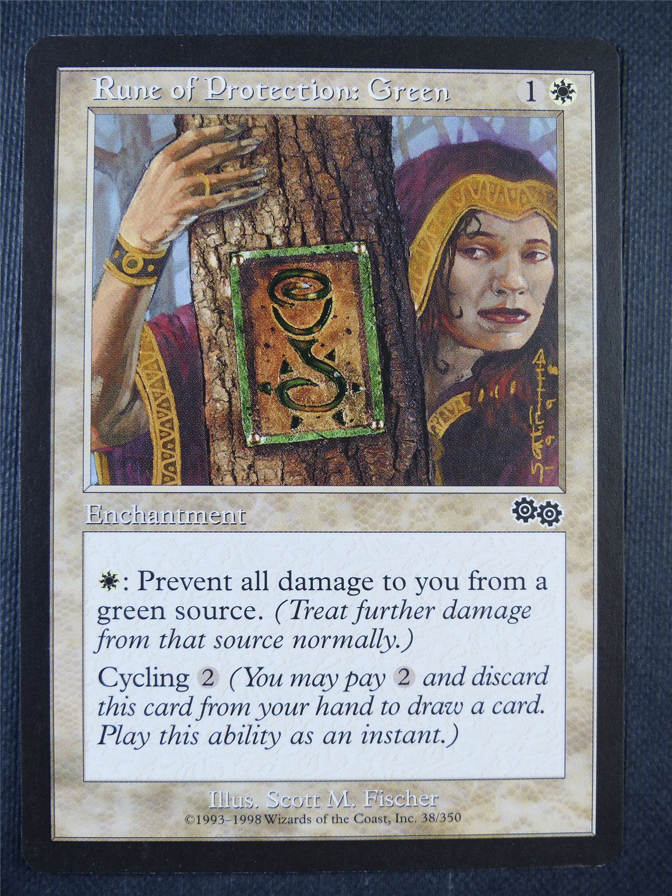 Rune of Protection: Green - Urza's Saga - Mtg Card #731