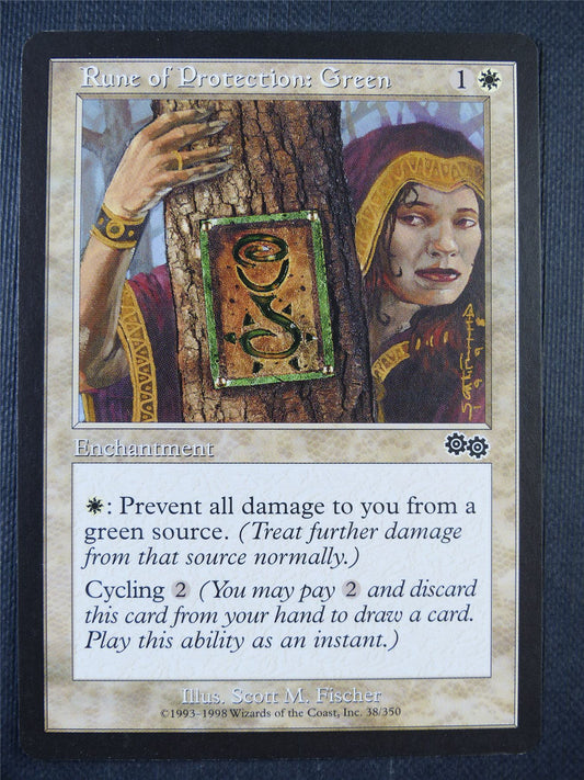 Rune of Protection: Green - Urza's Saga - Mtg Card #731