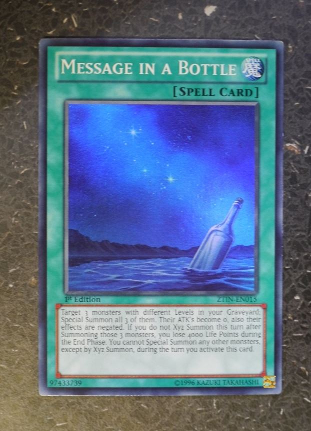 YuGiOh Cards: MESSAGE IN A BOTTLE ZTIN SUPER RARE # G41