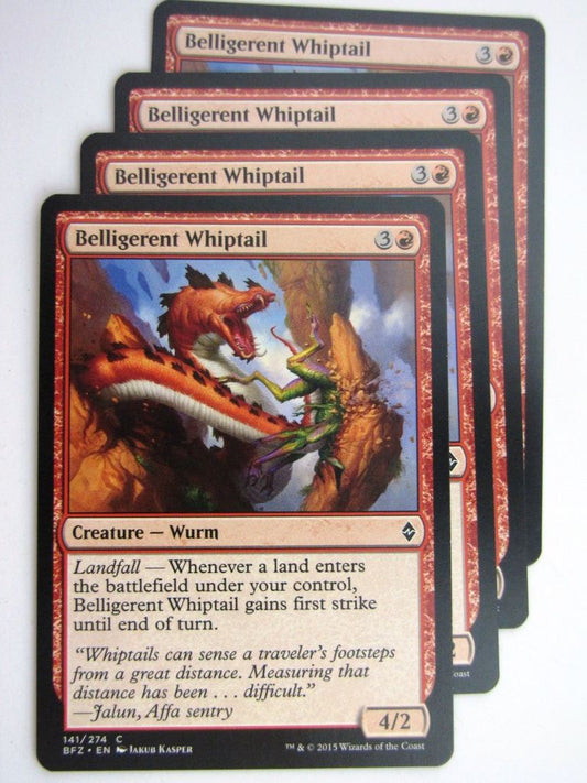 MTG Cards:BATTLE FOR ZENDIKAR: BELLIGERENT WHIPTAIL x4 # 37A41