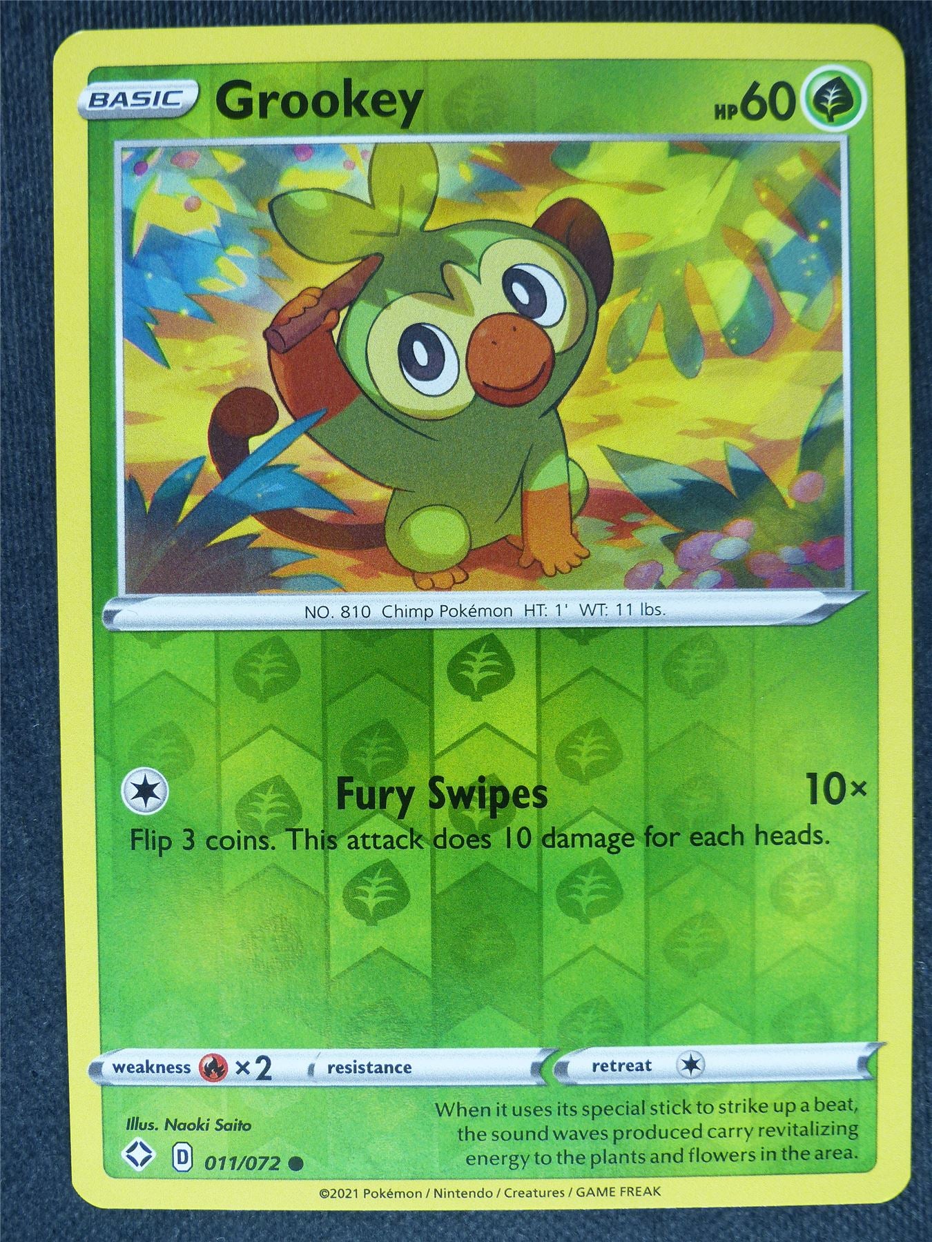 Grookey 011/072 Reverse Holo Mint - Pokemon Cards #2G