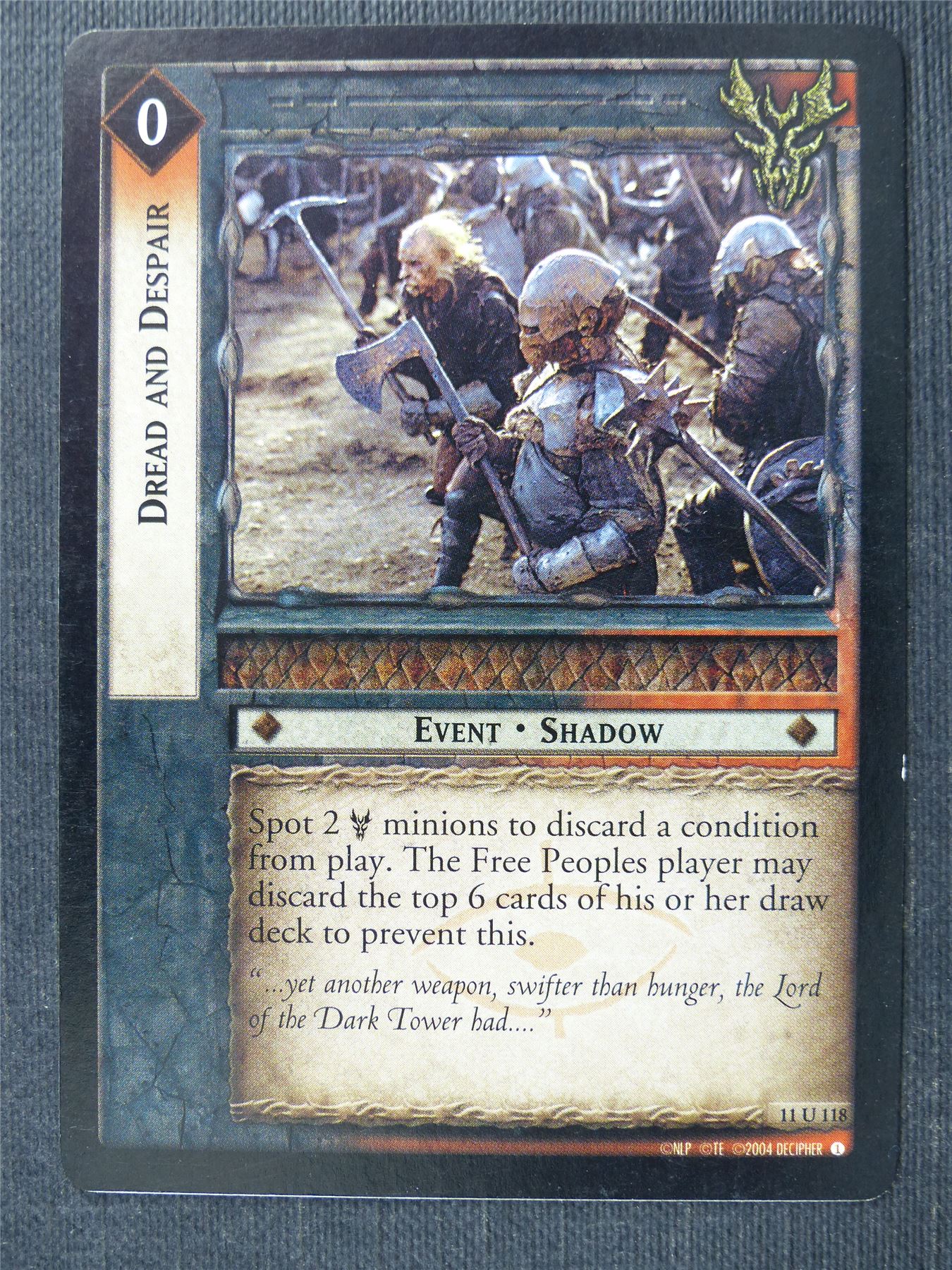 Dread and Despair 11 U 118 - LotR Cards #2UD