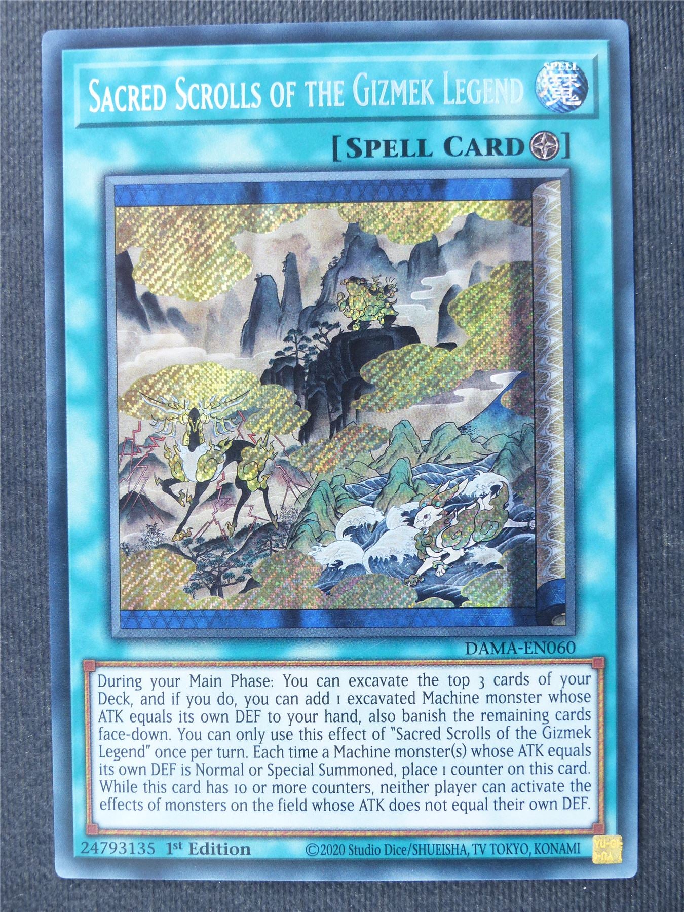 Sacred Scrolls of the Gizmek Legend DAMA Secret Rare - 1st ed - Yugioh Cards #2KO Sacred Scrolls of the Gizmek Legend DAMA Secret Rare - 1st ed - Yugioh Cards #2KO