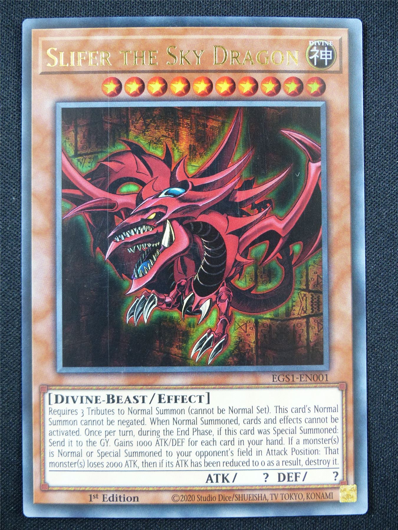 Slifer the Sky Dragon EGS1 Ultra Rare - lim ed Yugioh Card #3FF