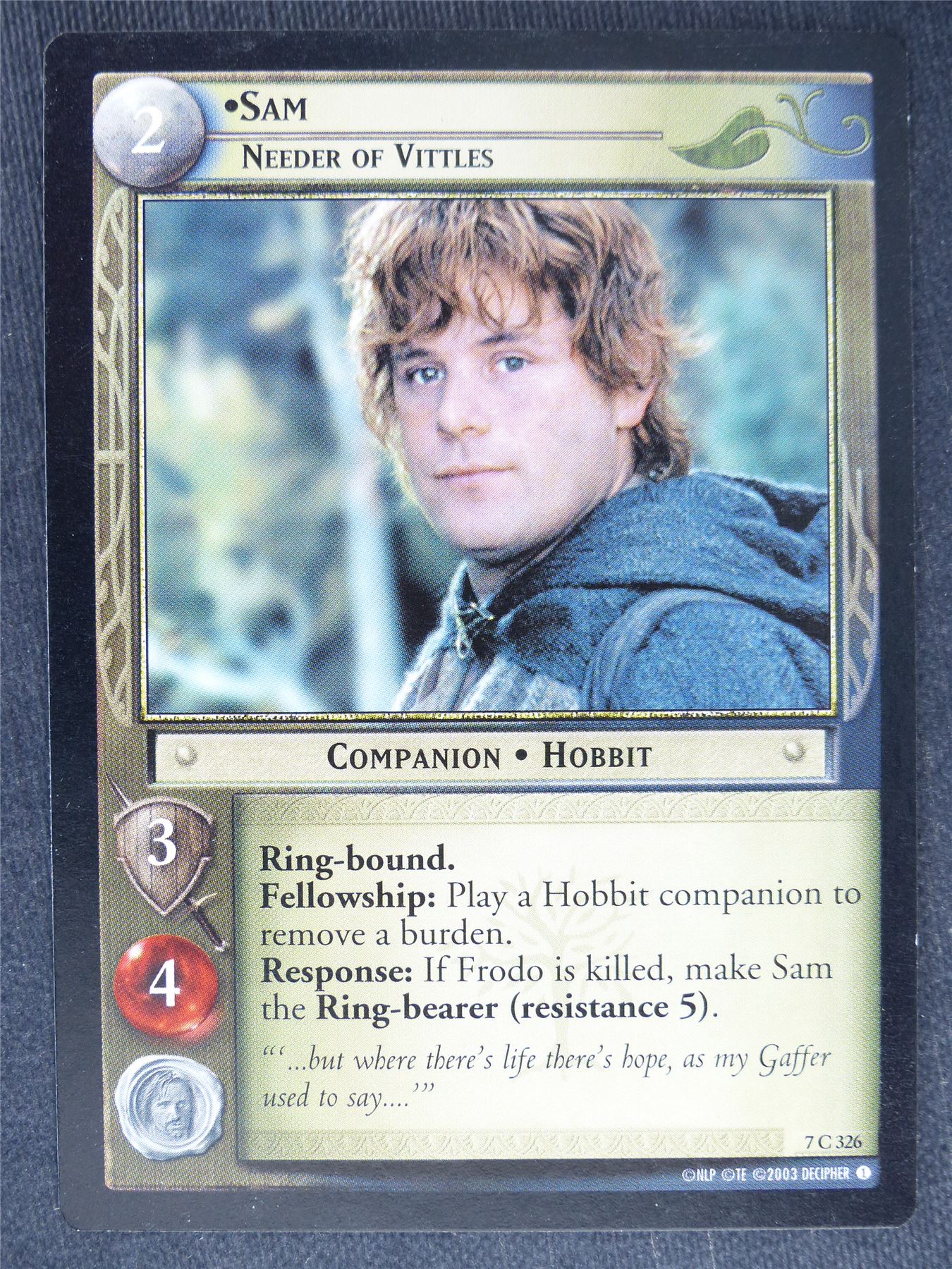 Sam 7 C 326 - played - LotR Cards #QG