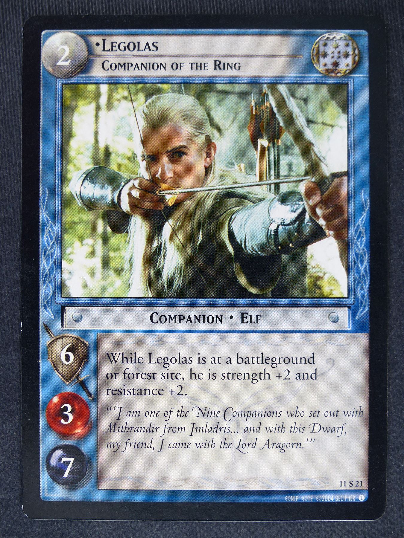 Legolas 11 S 21 - played - LotR cards #CI