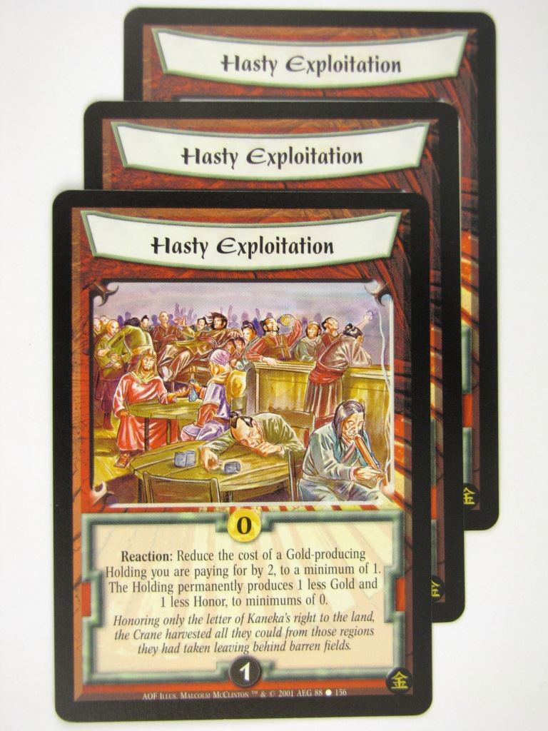 Vintage L5R Cards: HASTY EXPLOITATION x3 # 16J82