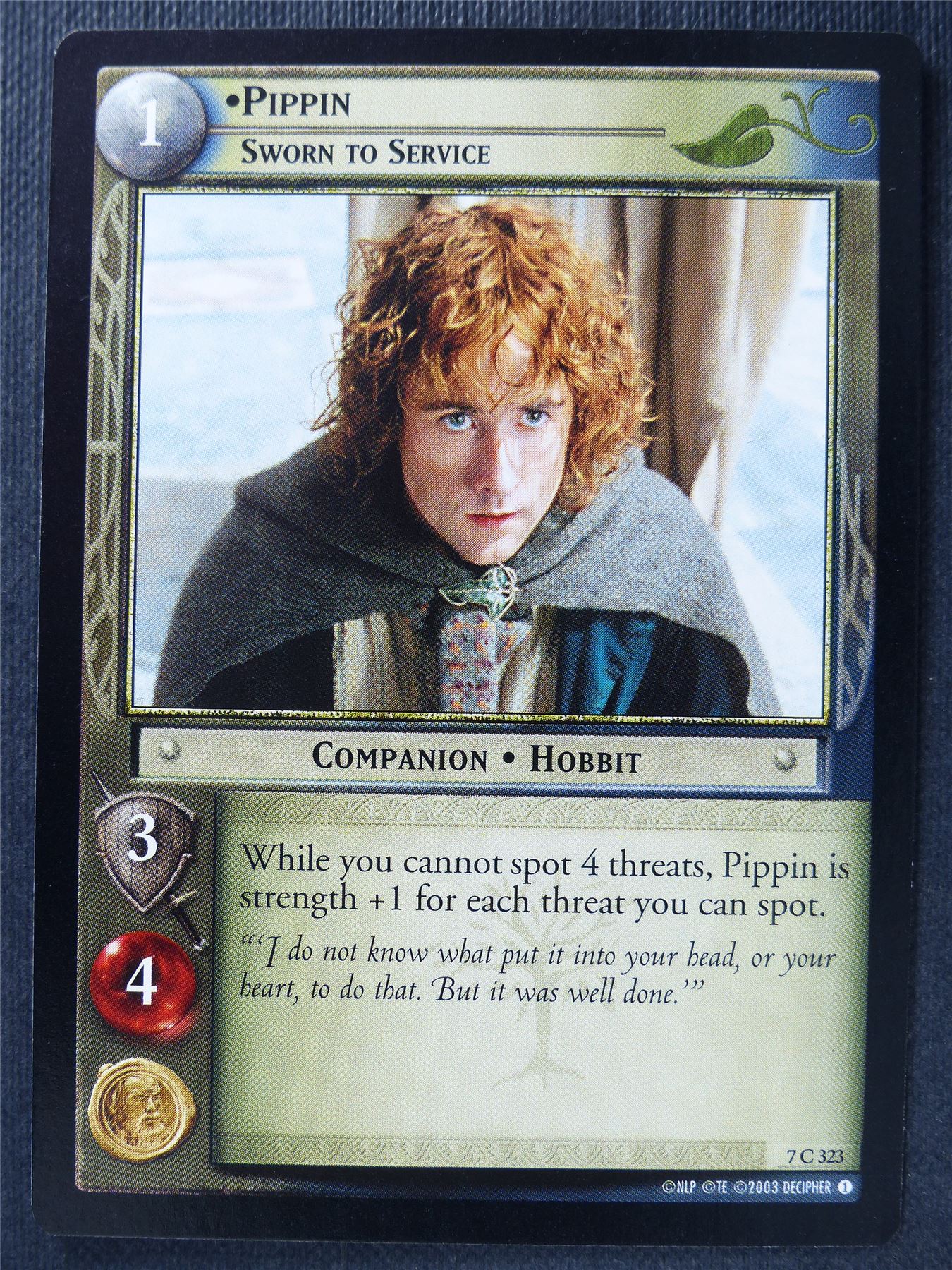 Pippin 7 C 323 - LotR Card #3G4