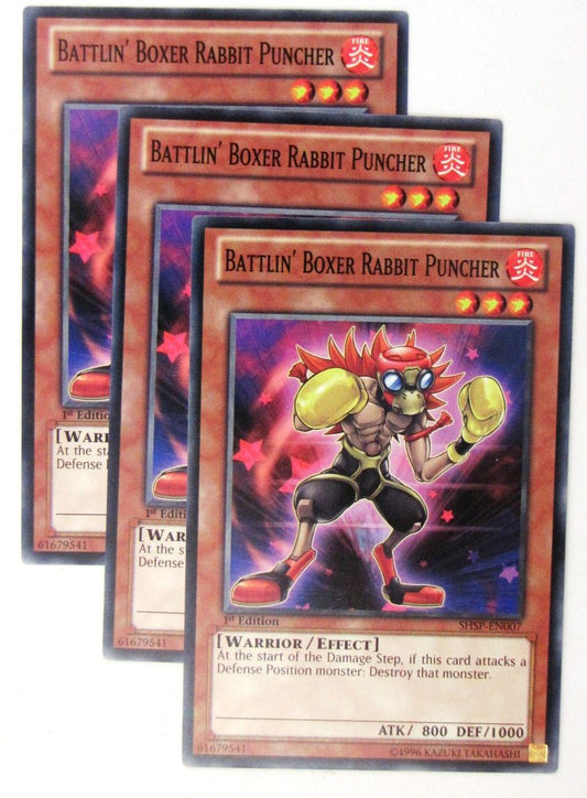 Battlin' Boxer Rabbit Puncher, SHSP-EN007 Common x3 - Yugioh Card