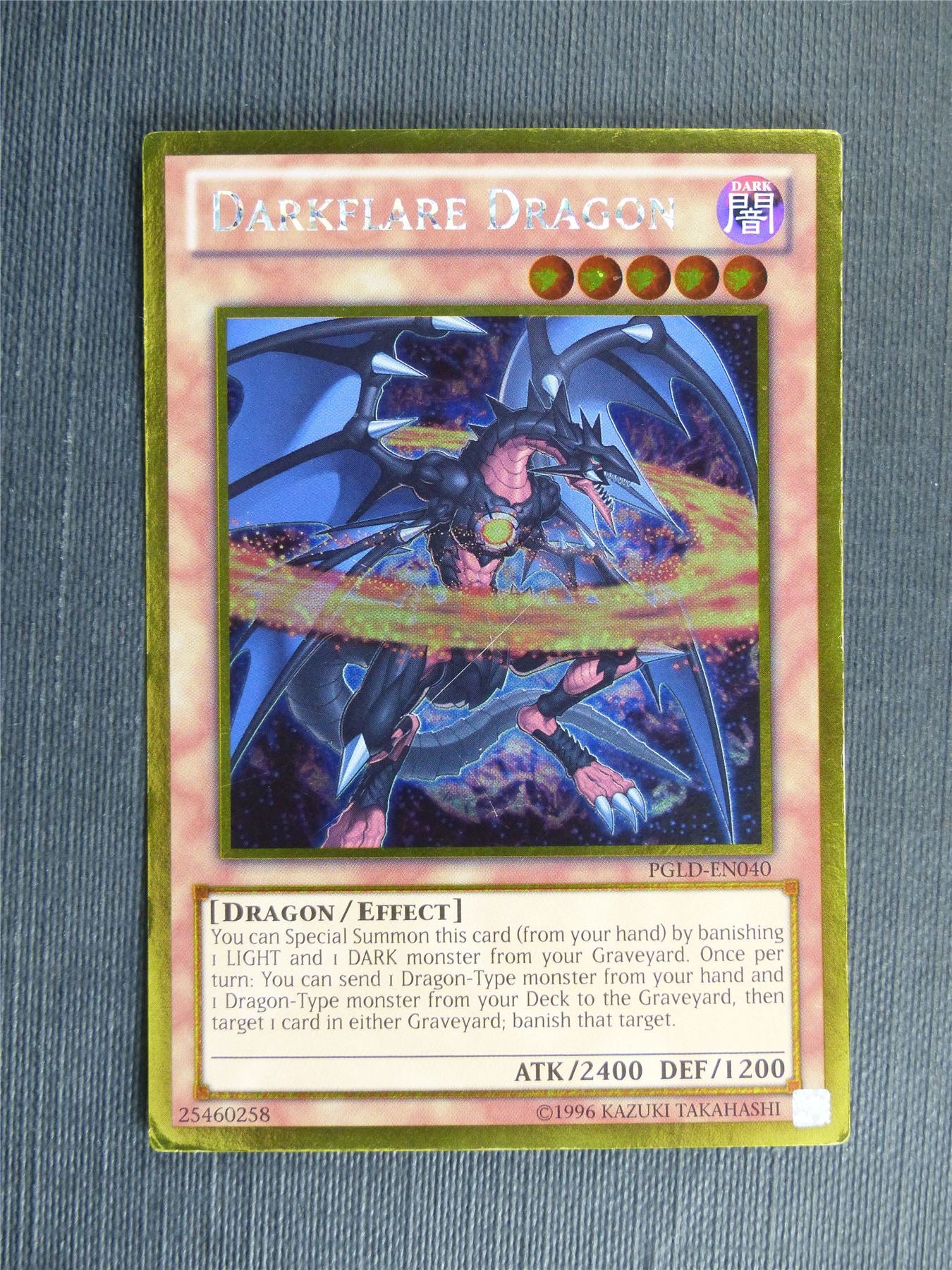 Darkflare Dragon PGLD Gold Rare played - Yugioh Cards #11G