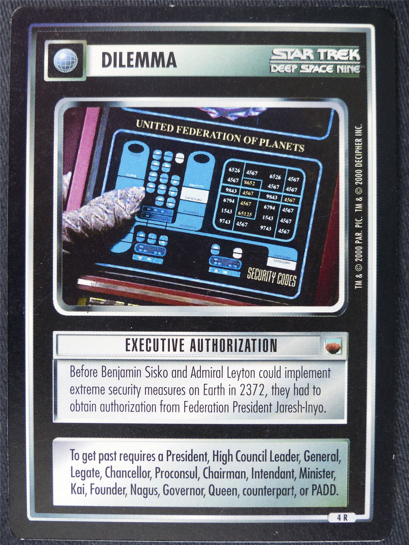 Executive Authorization 4 R - DS9 - Star Trek Cards #LC