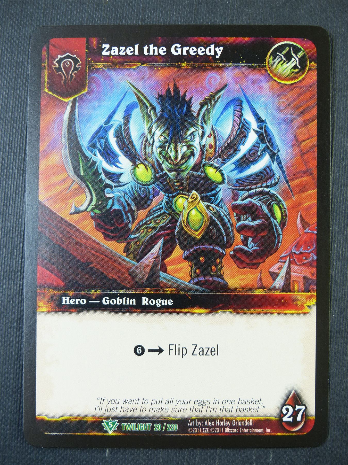 Zazel the Greedy 20/220 - WoW Card #15S