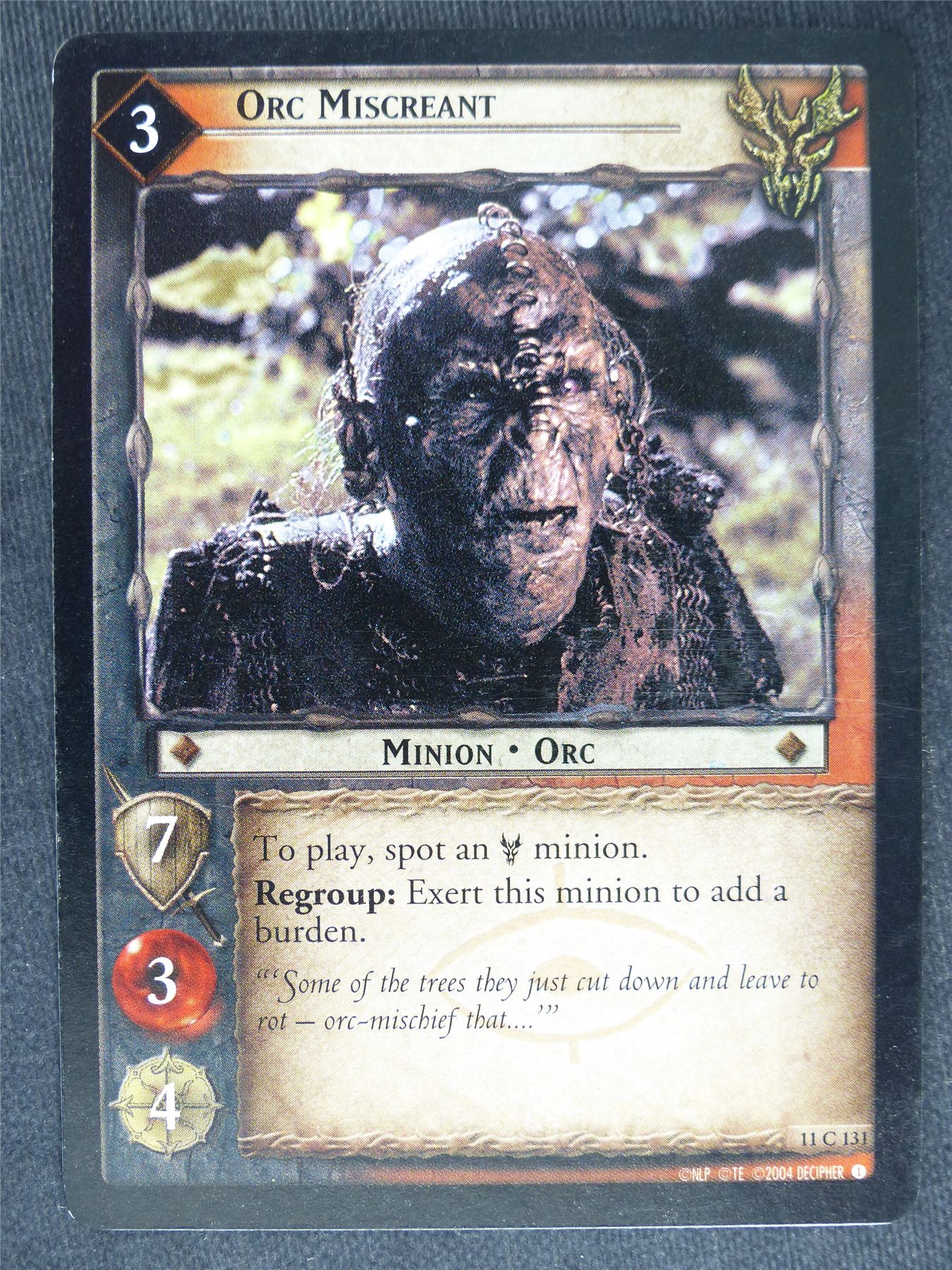 Orc Miscreant 11 C 131 - played - LotR Cards #NS