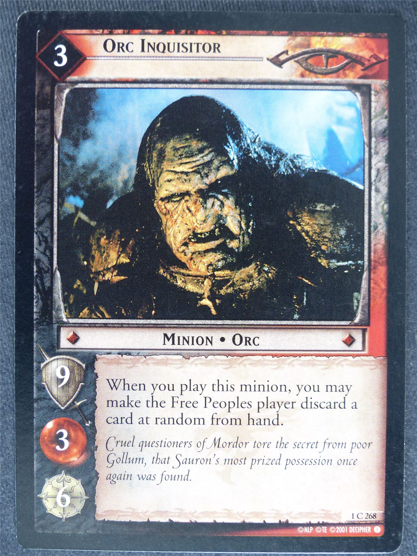 Orc Inquisitor 1 C 268 - played - LotR Cards #YV