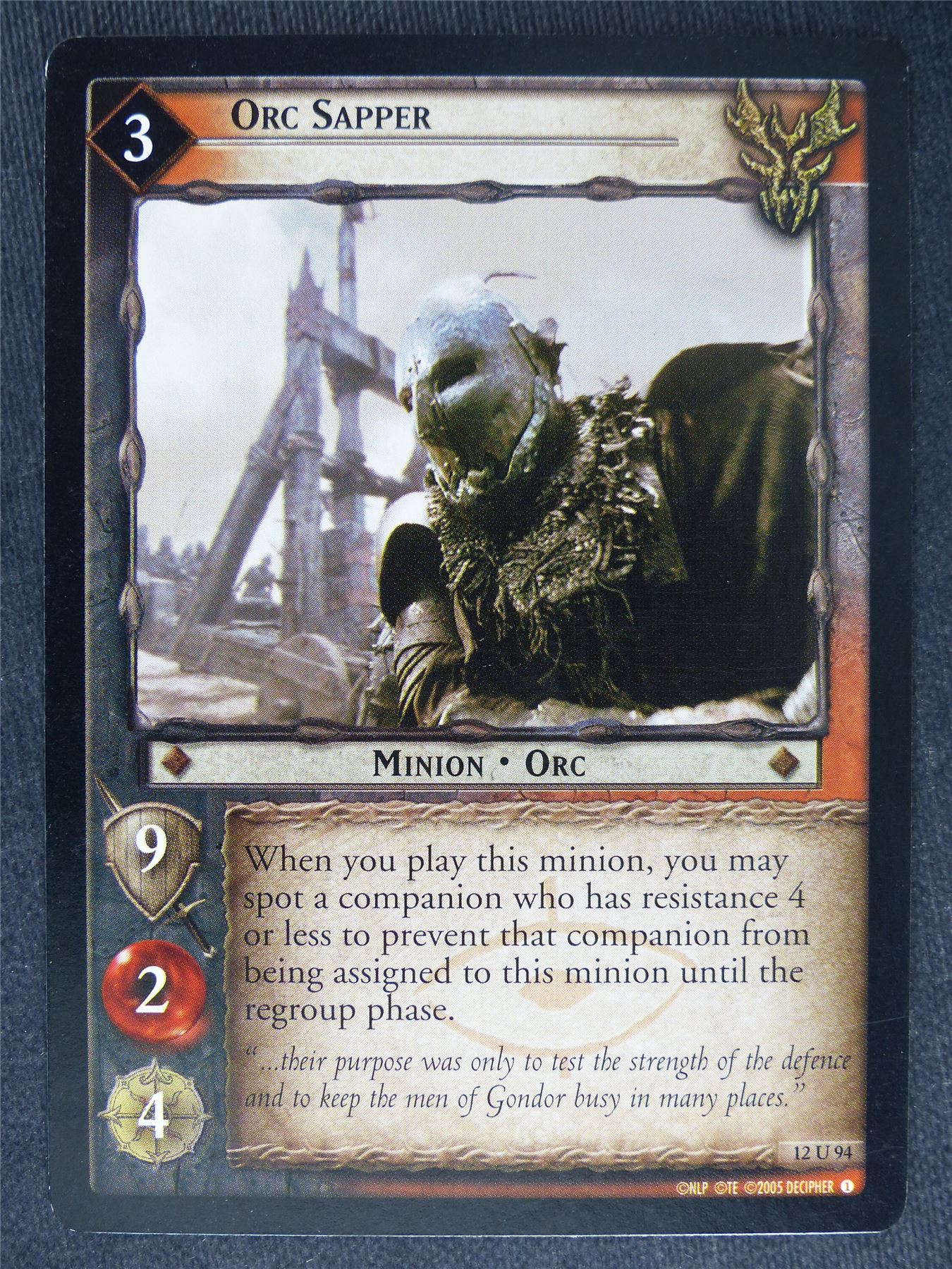 Orc Sapper 12 U 94 - played - LotR Cards #NG