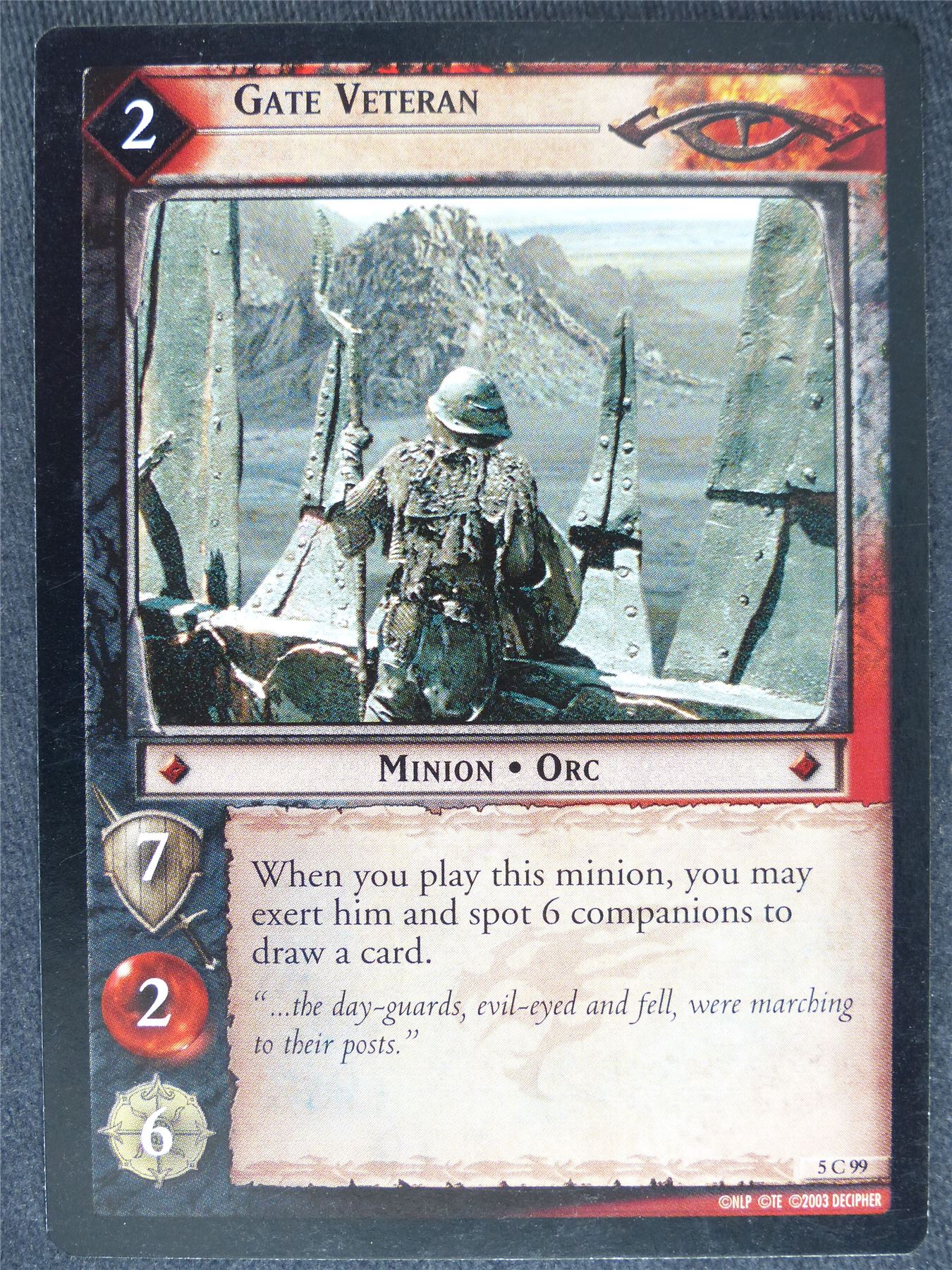 Gate Veteran 5 C 99 - played - LotR Cards #YD