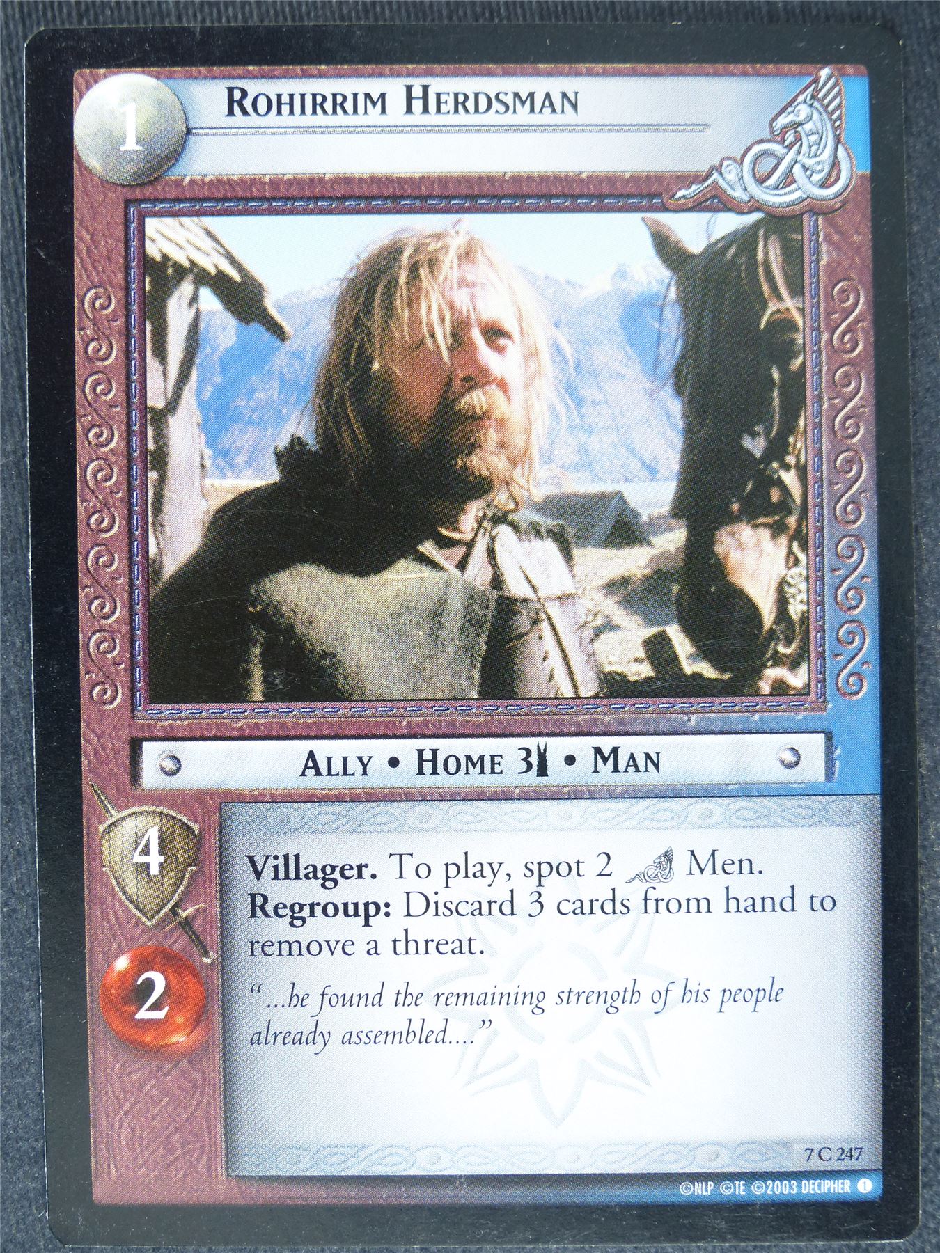 Rohirrim Herdsman 7 C247 - played - LotR Cards #WD