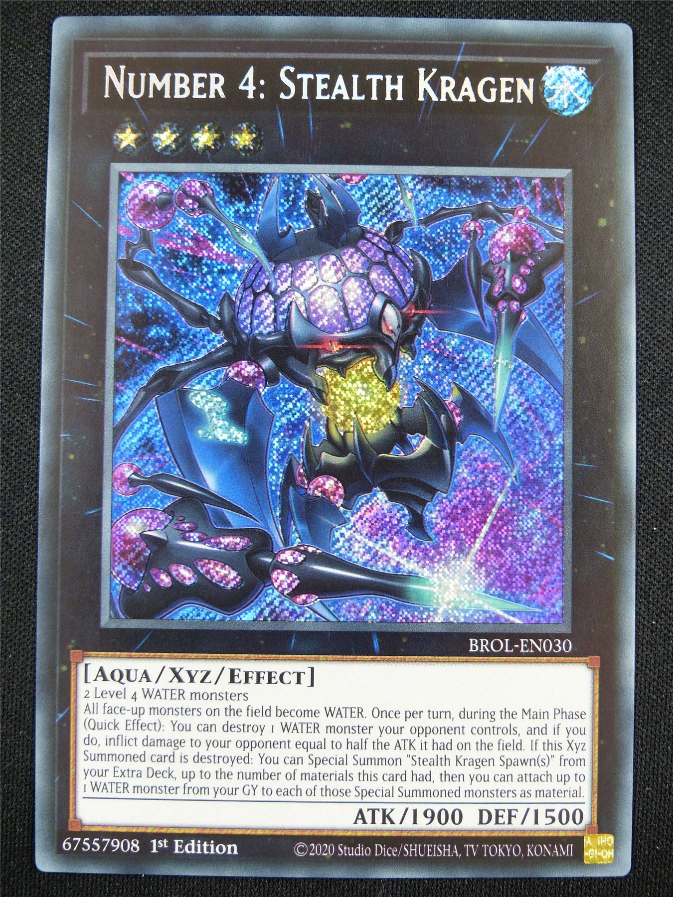 Number 4: Stealth Kragen BROL Secret Rare - 1st ed Yugioh Card #T1