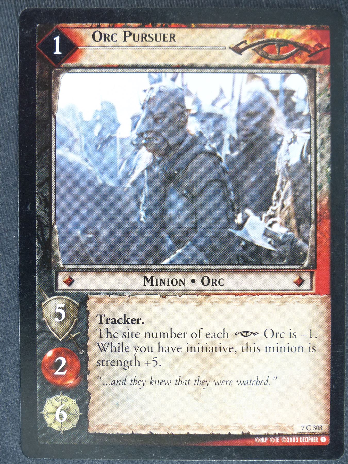 Orc Pursuer 7 C 303 - played - LotR Cards #XT