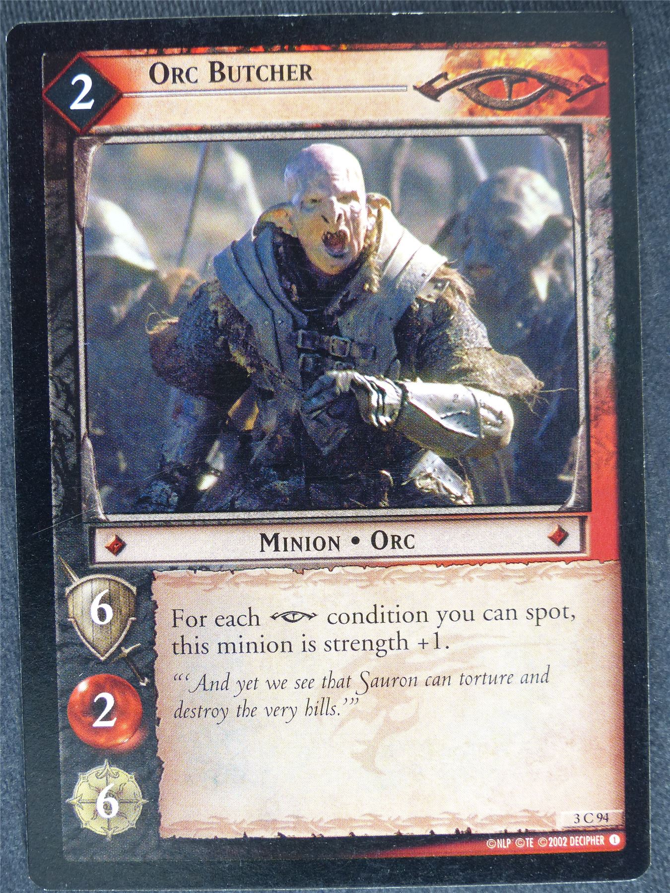 Orc Butcher 3 C 94 - played - LotR Cards #Y7