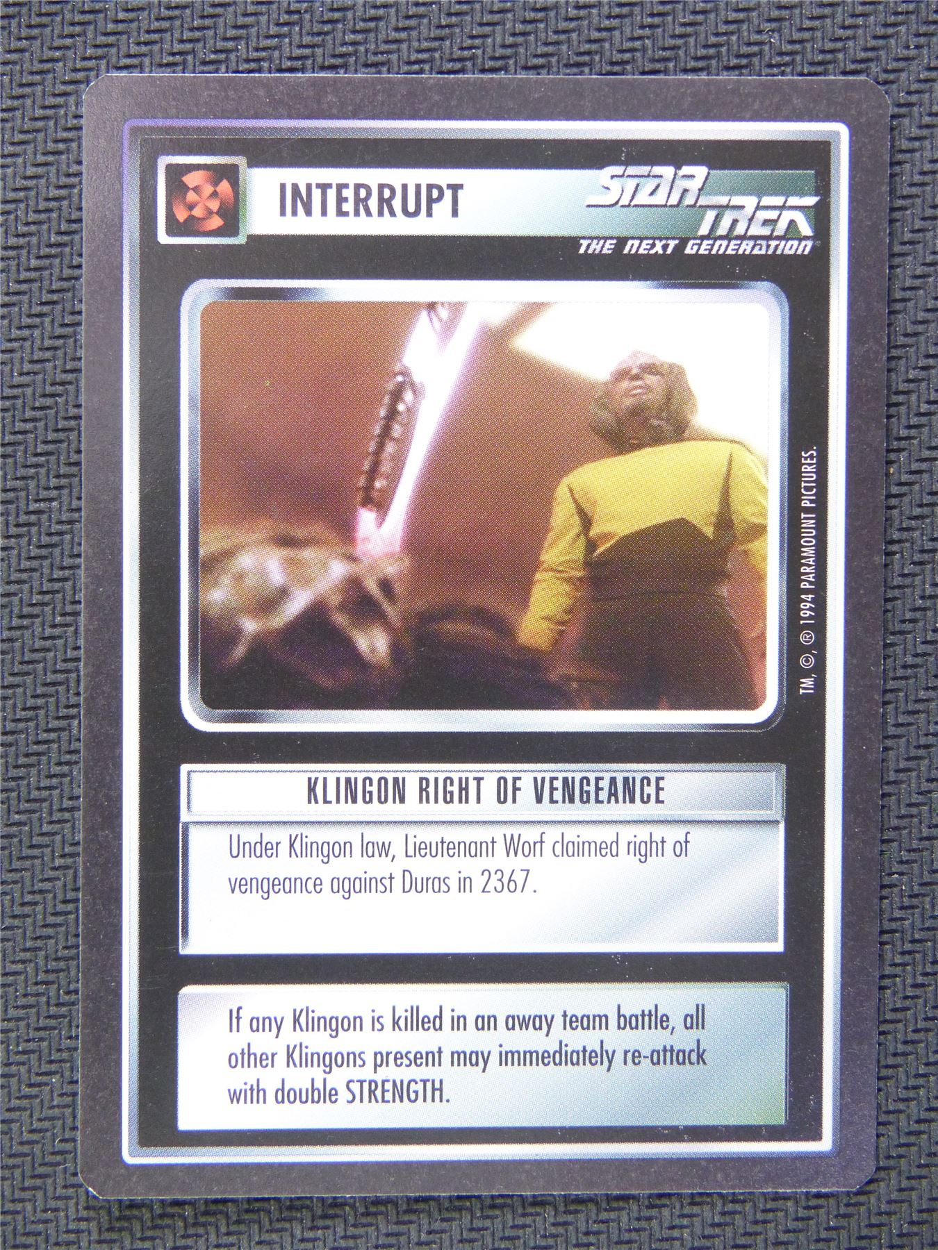 Interrupt Klingon Right of Vengeance - Star Trek CCG Next Gen #53M