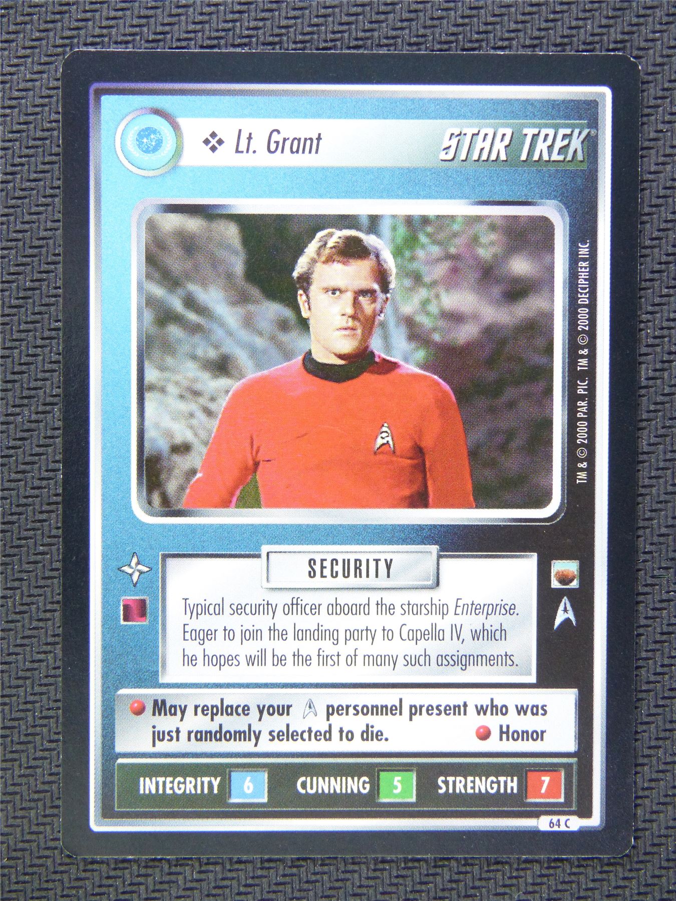 Lt Grant Black Border - Star Trek CCG #4ZQ