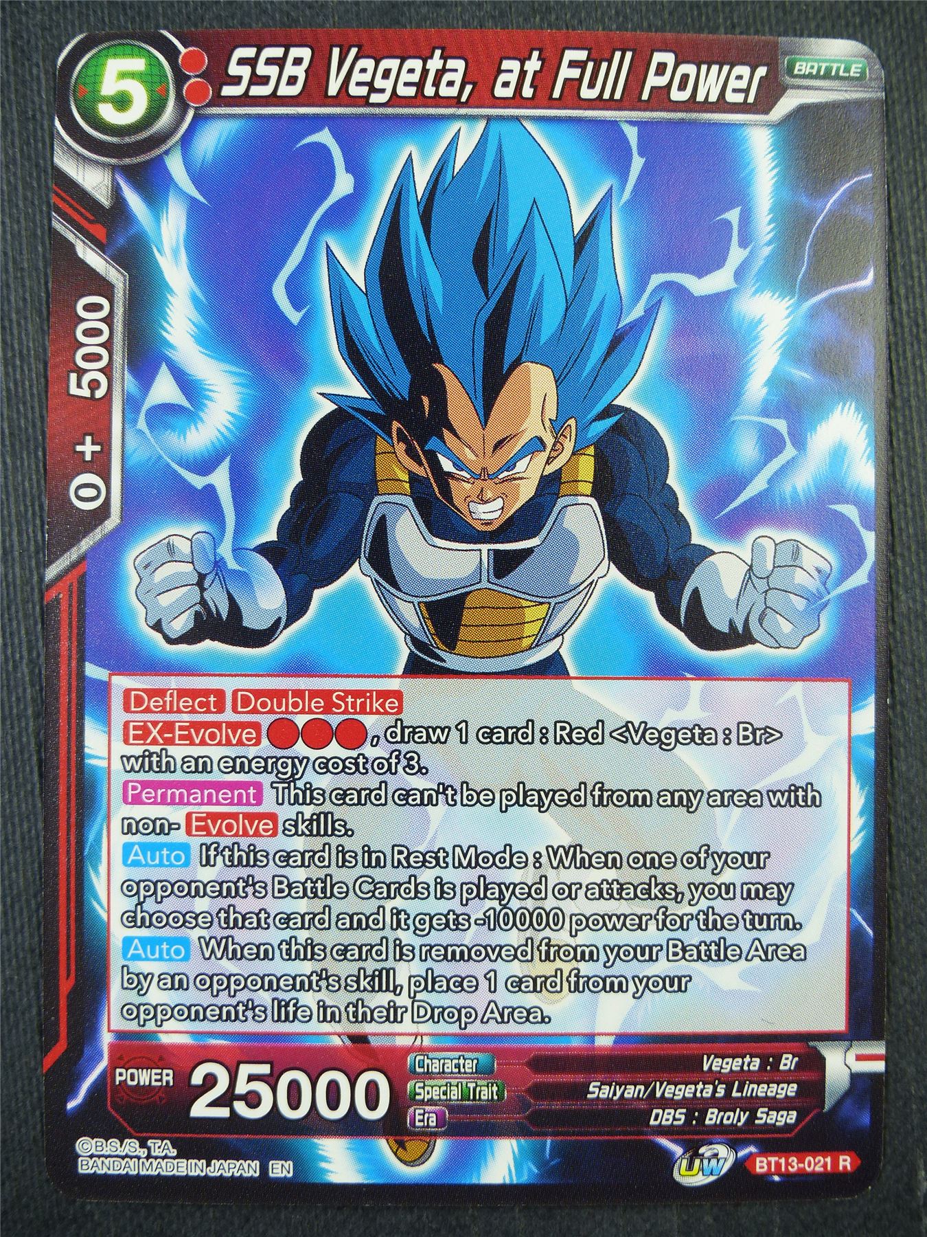 SSB Vegeta at Full Power BT13 R - Dragon Bal Super Card #92I