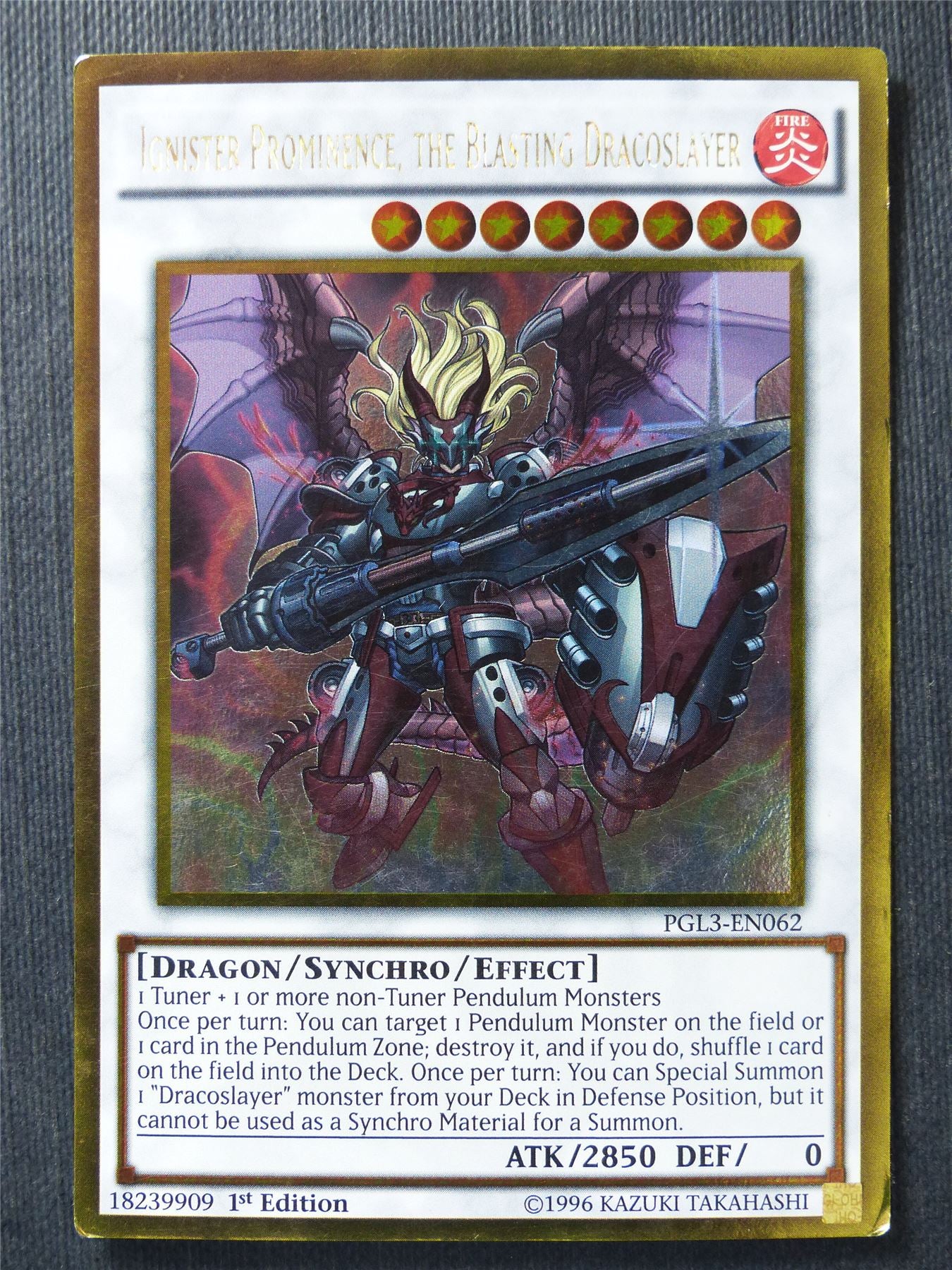 Ignister Prominence the Blasting Dracoslayer PGL3 Gold Rare - 1st ed - Yugioh Cards #1GZ