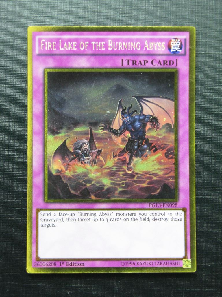 Yugioh Cards: FIRE LAKE OF THE BURNING ABYSS PGL3 GOLD RARE # 28H43