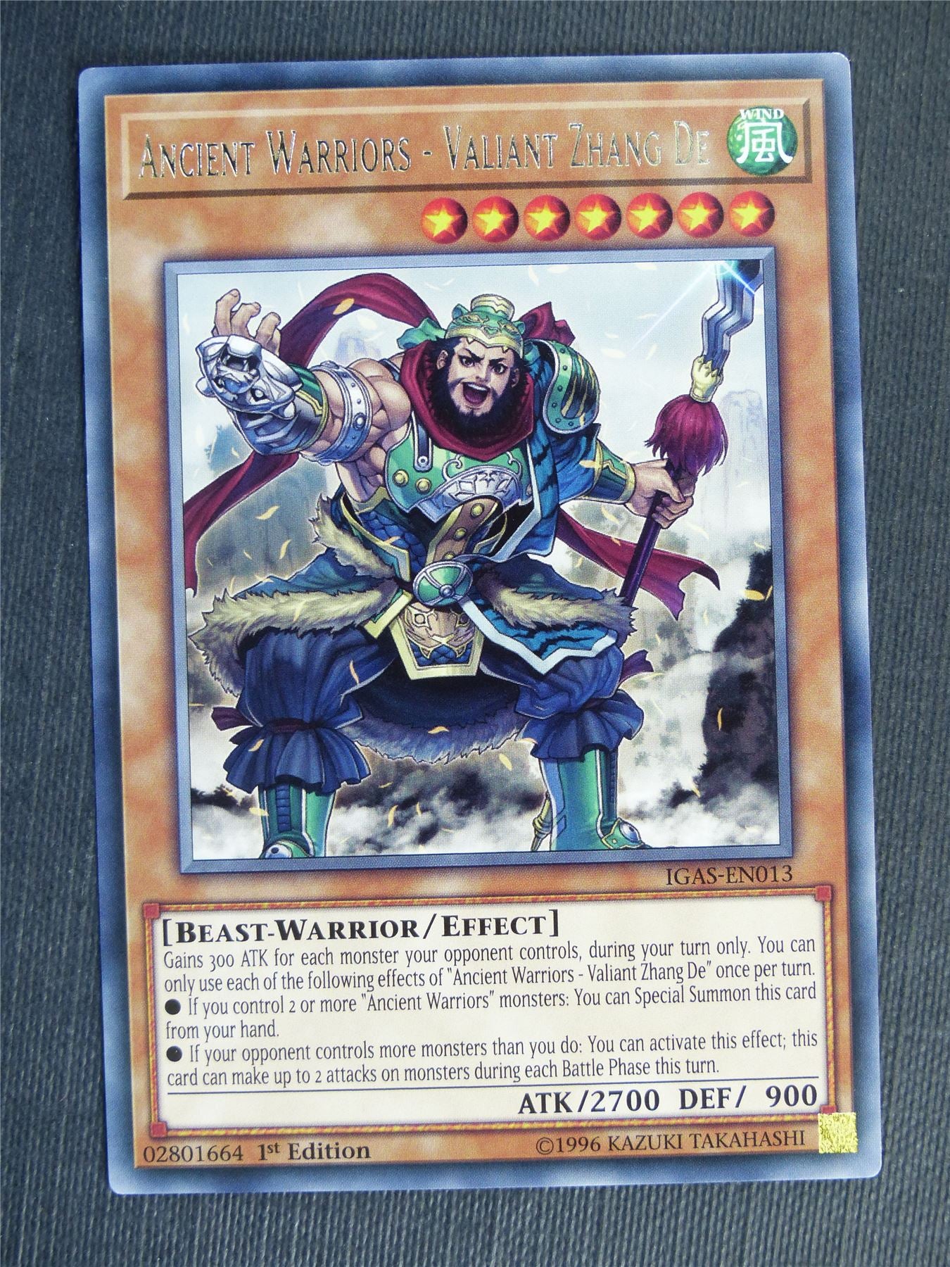 Ancient Warriors - Valiant Zhang De IGAS Rare - 1st ed - Yugioh Cards #27K