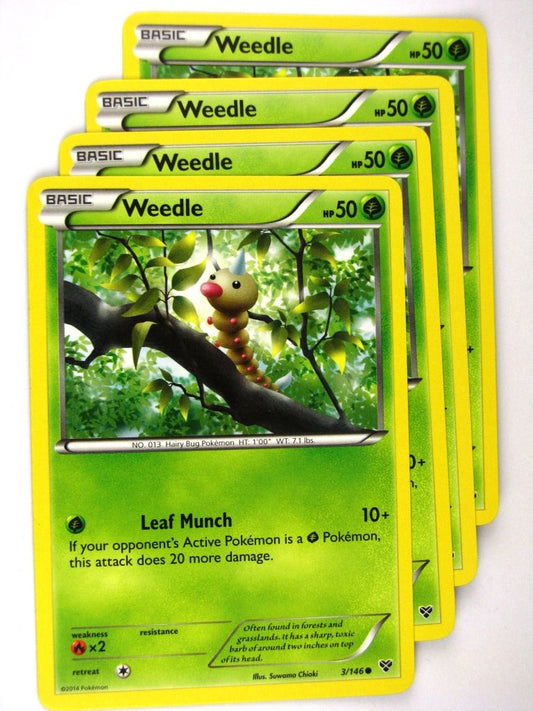 Pokemon Cards: WEEDLE 3/146 x4: X & Y