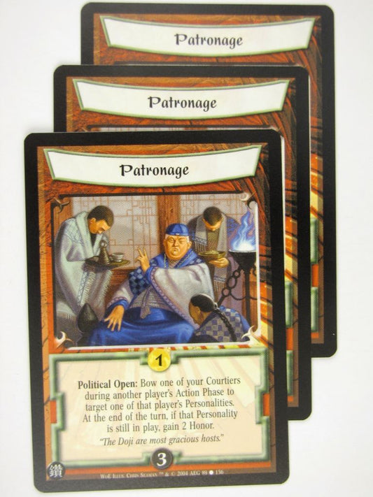 Vintage L5R Cards: PATRONAGE x3 # 16J65