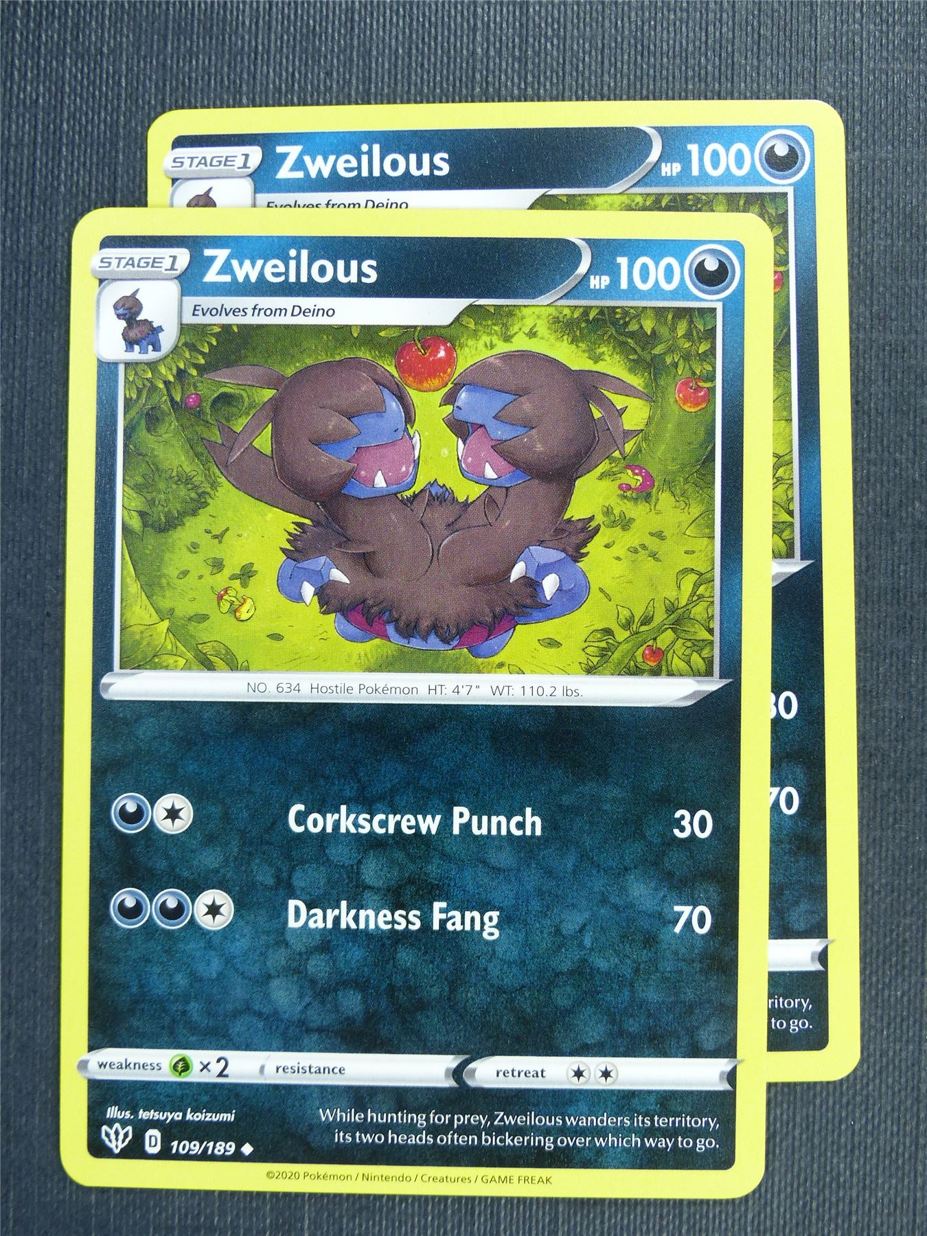 Zweilous 109/189 x2  - DAA - Pokemon Card #3E5